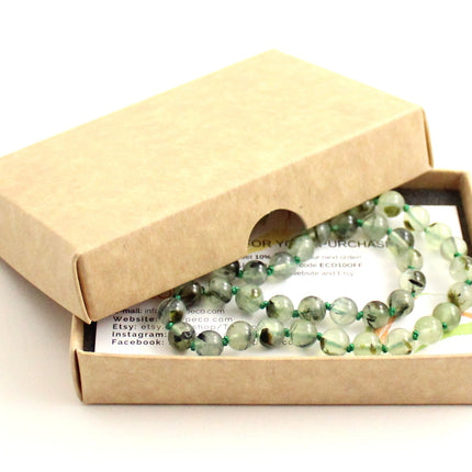 Prehnite Gemstone Knotted Light Green Necklace-1