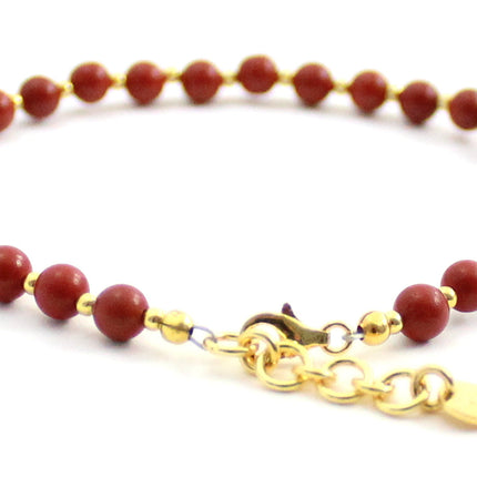 Red Jasper Minimalist Anklet With Sterling Silver-3