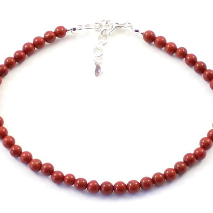 Red Jasper Minimalist Anklet With Sterling Silver-5