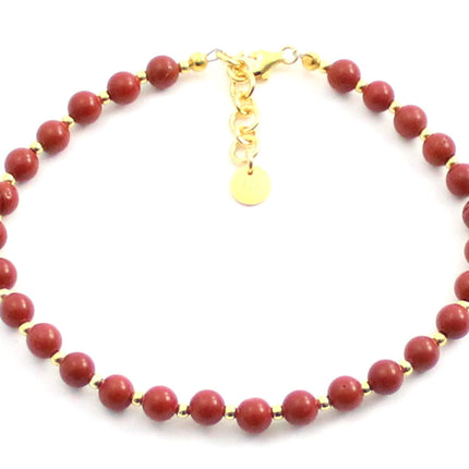 Red Jasper Minimalist Anklet With Sterling Silver-0