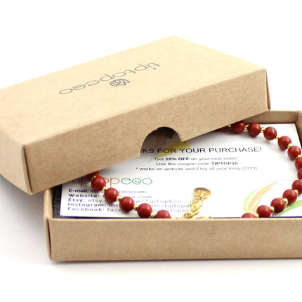 Red Jasper Minimalist Anklet With Sterling Silver-1