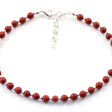 Red Jasper Minimalist Anklet With Sterling Silver-4