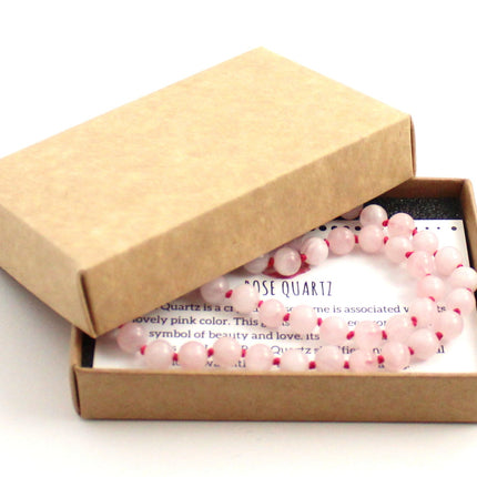 Rose Quartz Gemstone Knotted Pink Necklace-1