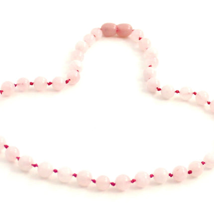 Rose Quartz Gemstone Knotted Pink Necklace-3
