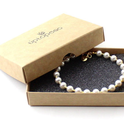 Shell Pearls White Bracelet With Silver Beads-1