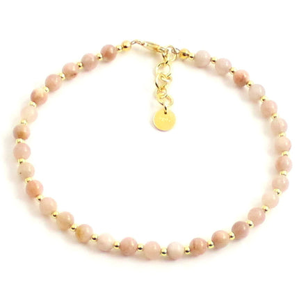 Sunstone Minimalist Pink Anklet With Silver-5