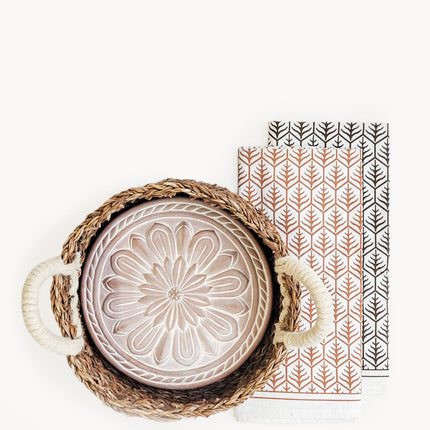 Bread Warmer & Basket Gift Set with Tea Towel - Vintage Flower-0