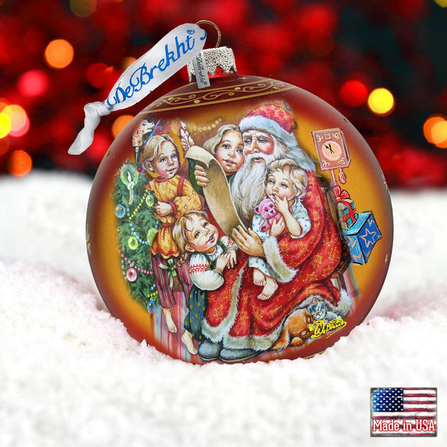 Santa's Christmas List Glass Ornament Holiday by Debrekht 73370-73364-0