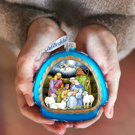 Holy Night Glass Ornament by Susan Winget - Nativity Holiday Decor - 756-205-SW-2