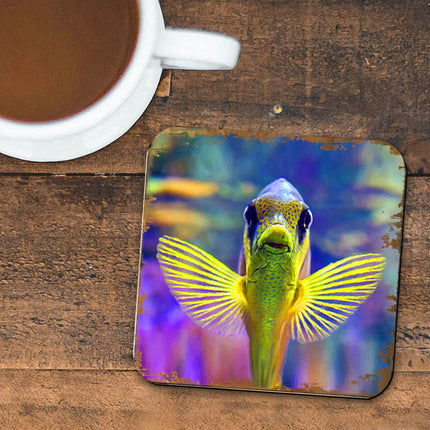Tropical Fish Coastal Wooden Cork Coasters Gift Set of 4 by Nature Wonders - Coastal Sea-Life Decor - 95263C-S4-1