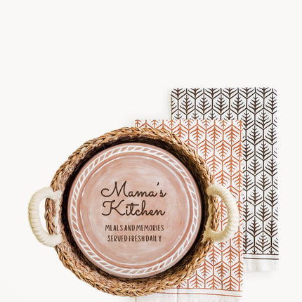 Bread Warmer & Basket Gift Set with Tea Towel - Mom Round-5