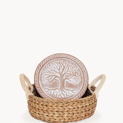 Bread Warmer & Basket - Tree of Life Round-0