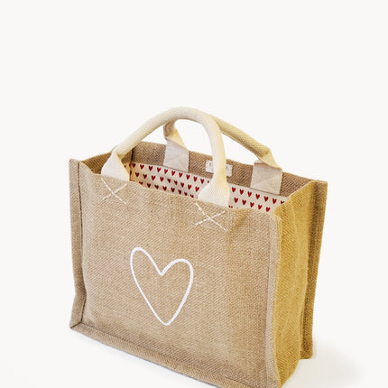 Jute Canvas Gift Bag - Love-0