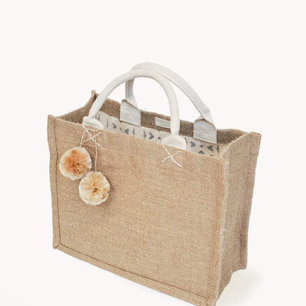 Jute Canvas Gift Bag With Pompom-0