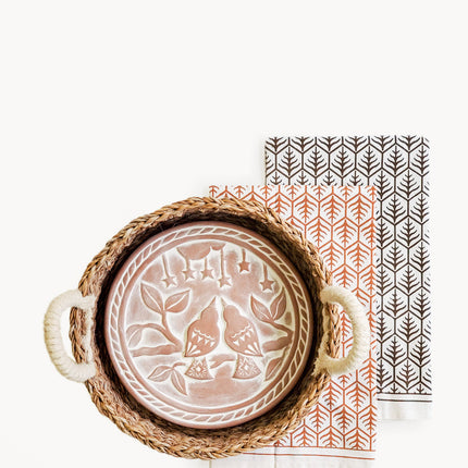Bread Warmer & Basket Gift Set with Tea Towel - Lovebird Round-0