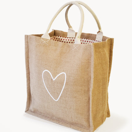 Jute Canvas Market Bag - Love-0