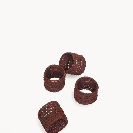 Woven Palm Fiber Napkin Ring - Brown (Set of 4)-0