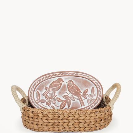 Bread Warmer & Basket - Lovebirds Oval-0