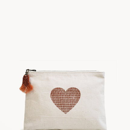 Hand Screen Printed Cotton Canvas Pouch - Love-0