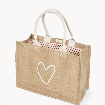 Jute Canvas Shopping Bag - Love-0