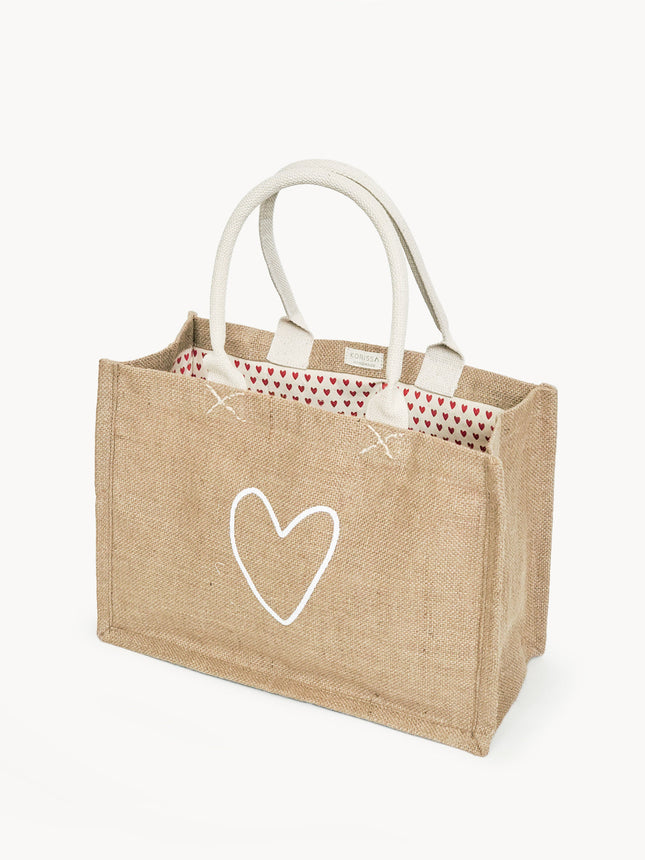 Jute Canvas Gift Bag - Love-0