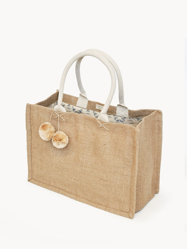 Jute Canvas Gift Bag With Pompom-0