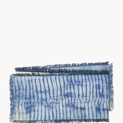 Tie Dye Cotton Table Runner - Indigo Blue-0