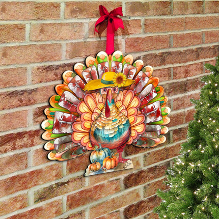 Thanksgiving Turkey Holiday Door Decor  by G. Debrekht - Thanksgiving Halloween Decor  - 8611055H-3