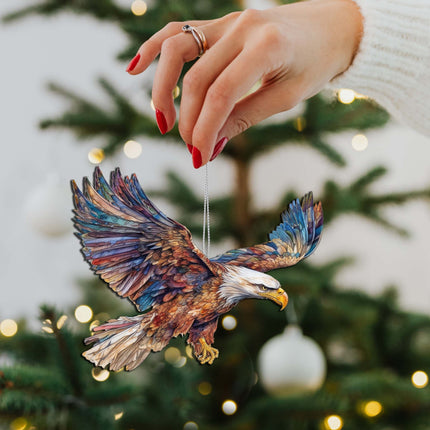 Flying Bald Eagle Wooden Ornaments by G.Debrekht - Wildlife Holiday Decor - 8710101-3-3