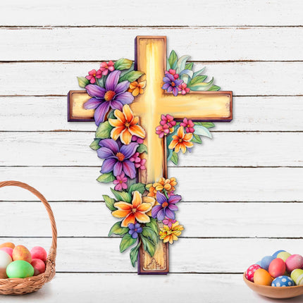 Garden Serenity Cross Holiday Door Decor by G. Debrekht - Easter Spring Decor - 8688168H-3