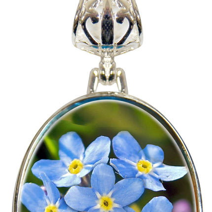 Forget-Me-Not Alaska Silver-Plated Mother of Pearl Jewelry Pendant Necklace - 44158-0