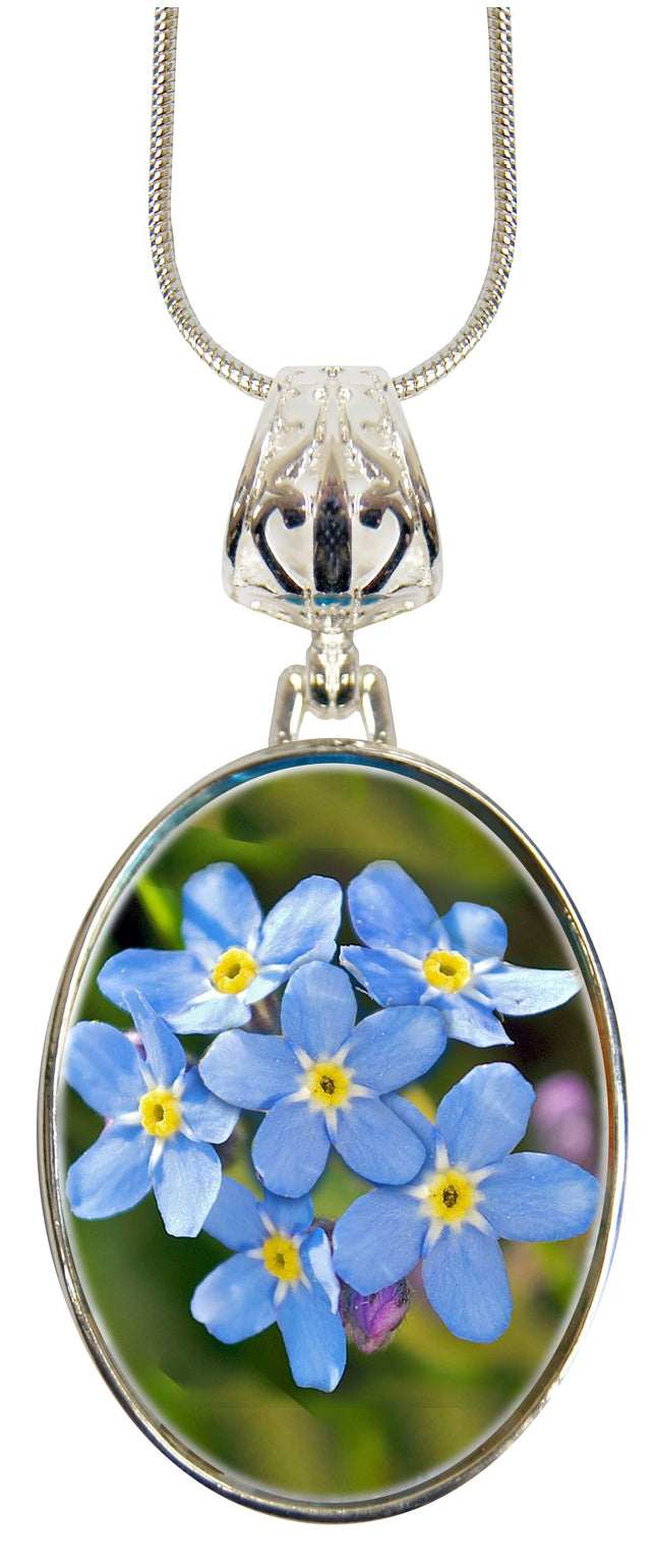 Forget-Me-Not Alaska Silver-Plated Mother of Pearl Jewelry Pendant Necklace - 44158-0