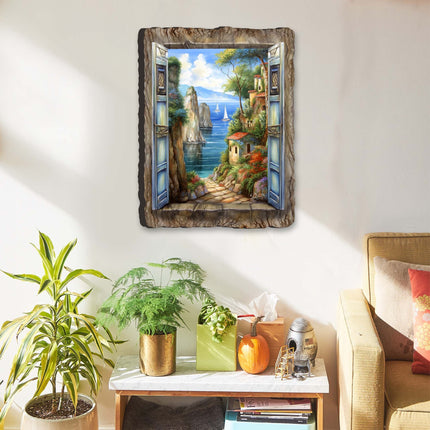 Seaside Town Window Wall Art by G. DeBrekht Coastal Decor - 8492105W-1