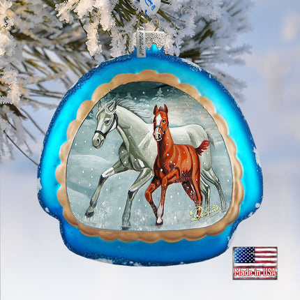 Winter Horses Glass Ornament by G. DeBrekht - Christmas Decor - 756-015-1