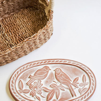 Bread Warmer & Basket - Lovebirds Oval-4