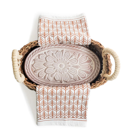 Bread Warmer & Basket Gift Set with Tea Towel - Flower-6