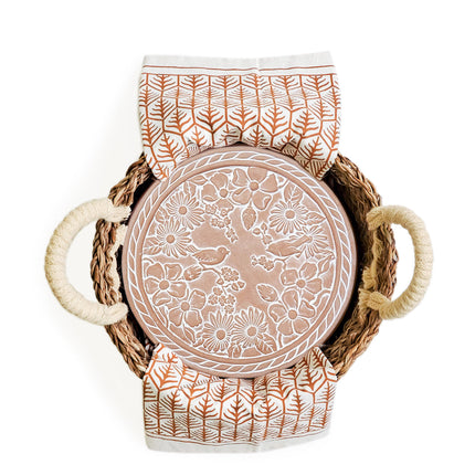 Bread Warmer & Basket Gift Set with Tea Towel - Garden Round-6