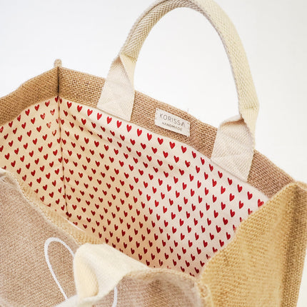 Jute Canvas Gift Bag - Love-1