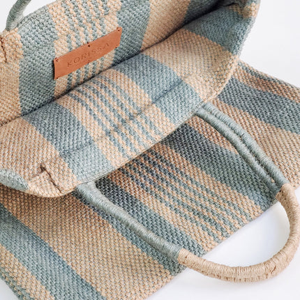 Dora Jute Tote Bag - Pale Green-2