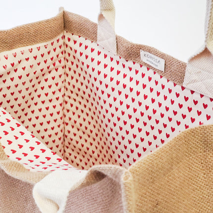 Jute Canvas Market Bag - Love-1