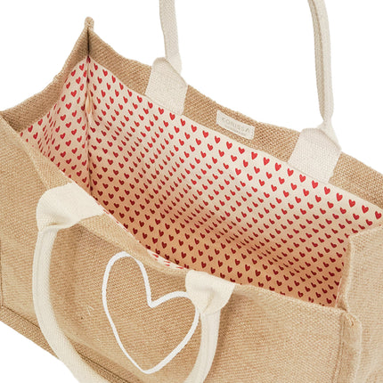 Jute Canvas Shopping Bag - Love-4