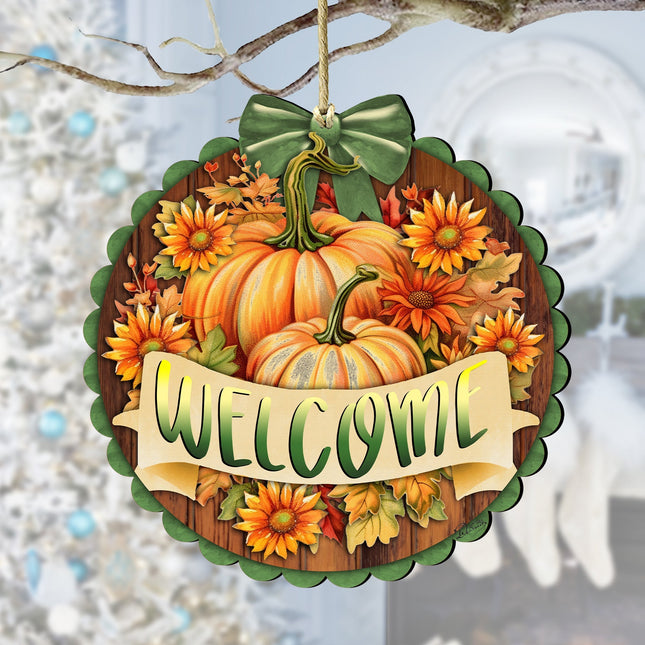 Welcome Wooden Ornaments by G. Debrekht Thanksgiving Halloween Decor - 933123-0