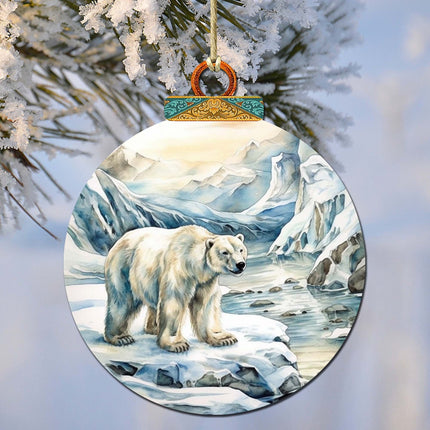 Polar Bear with Cub Wooden Ornaments by G.Debrekht - Wildlife Holiday Decor - 870048-0