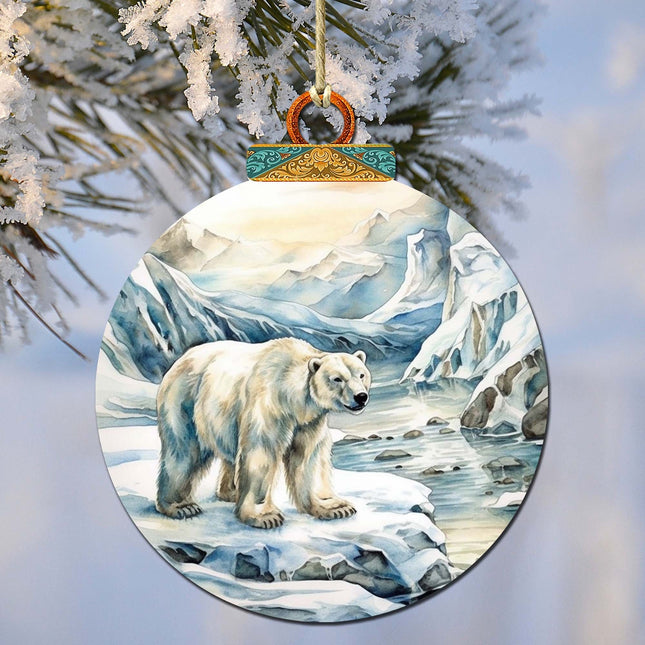 Polar Bear with Cub Wooden Ornaments by G.Debrekht - Wildlife Holiday Decor - 870048-0