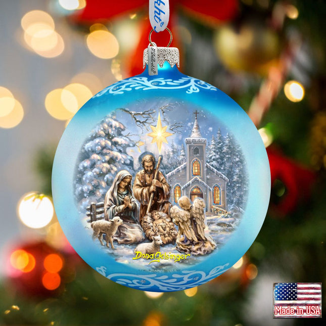 Nativity At the Chapel Glass Ornament by D. Gelsinger - Nativity Holiday Decor - 71153-1606-0