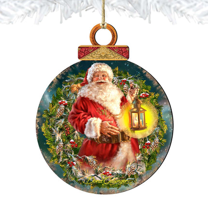 Enchanted Christmas Wreath Wooden Ornaments by Gelsinger - Christmas Santa Snowman Decor - 8021051-1003-4