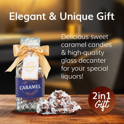Father's Day Gifts for Men Dad, Chocolate Caramels Candy Gift, Glass Whiskey Decanter Bourbon, Scotch & Liquor, Birthday Gift Daughter Son, Best Dad Father Husband Presents Food Gift basket Men Women-2
