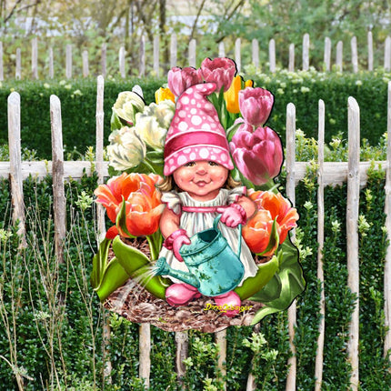 Blossom Gnome Easter Wreath Door Decor by D. Gelsinger - Easter Spring Decor - 8461063H-DG-1