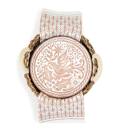 Bread Warmer & Basket Gift Set with Tea Towel - Bird Round-4