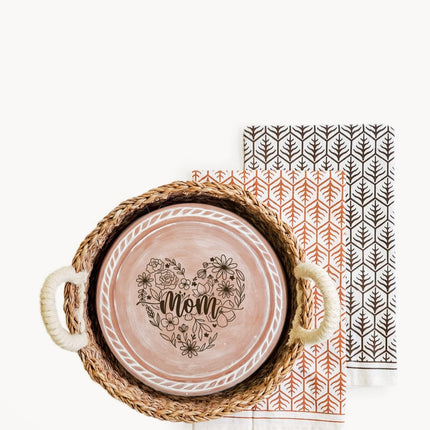 Bread Warmer & Basket Gift Set with Tea Towel - Mom Round-6